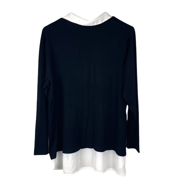 Avenue Black & White Layered Look Sweater with Removable Collar - Picture 3 of 9